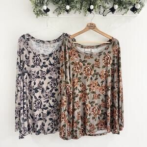 logo by lori goldstein 2X Bundle Of 2 Floral Blouse R813